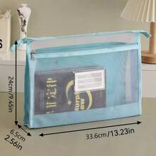Thickened Nylon Mesh Document Bag, Hot-Selling A4 Double-Layer Large Capacity File Storage Bag, Transparent Visible Zipper Document Pouch, Student Exam Paper Bag, Textbook & Homework Organizer Bag, Office Document & Archive Classification Bag, Waterproof Wear-Resistant Portable Handheld Zipper File Bag - Multicolor - View 14