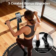 FLYBIRD BCAN BT4 40" Soft Land Pro Adult Bungee Rebounder Trampoline, 500lb Capacity Adjustable Tension Bungees, One-Piece Frame Quiet Indoor Cardio Trampoline With Handle Phone Holder & 2 Pairs Socks - Black 40-inch Integrated Trampoline With Armrests - View 8