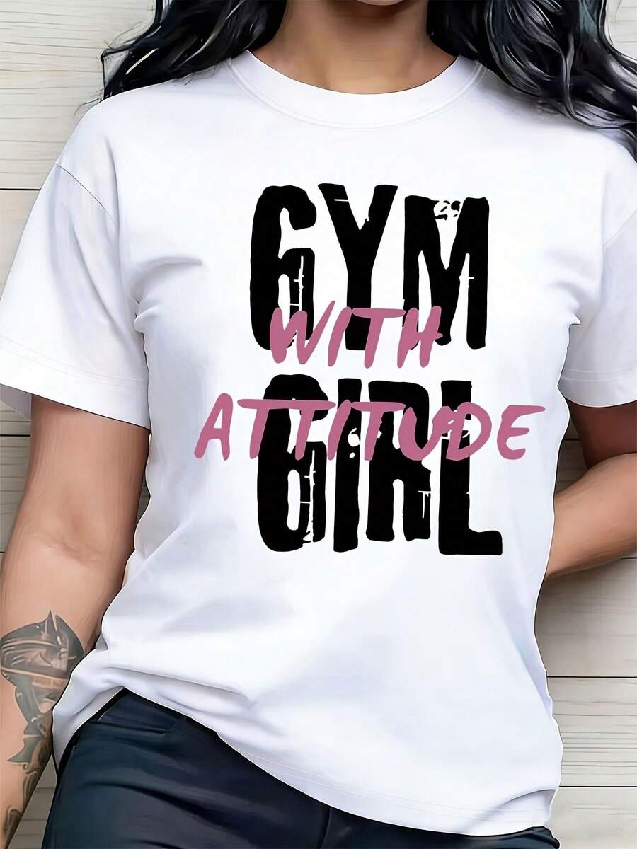 Camiseta de Mujer, Talla Grande, Manga Corta, Cuello Redondo, Transpirable, con un Diseño de Letras Impresas Delicado y Divertido, Transpirable y Cómoda, Versátil e Informal, Adecuada para Todas las Temporadas, Sencilla, Ideal para Regalos Navideños, Uso Diario, Muy Adecuada para el Verano Fresco, Camisetas para Salir para Mujer - Blanco - Ver 1