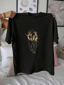 Playera Oversize Mujer con Luna y Estrellas - Moda Espiritual y Chic para Mujeres Mexicanas - Negro - Ver 2