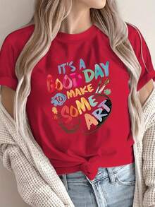Edición Limitada, Sudadera de Manga Corta con Estampado Artístico, Estilo Casual y Moderno, Cuello Redondo para Mujer, Camiseta Ligera de Algodón - Blanco - Ver 9