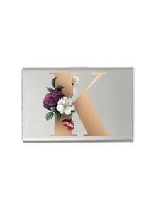 Red Flowers And Gold Letters A-Z Initial Pattern Slim Card Case Minimalist Aluminium Metal Wallet RFID Privacy Protection Credit Card Holder ID Business Card Pouch Portable Card Organizer Thin Metal Purse Multifunctional Card Storage Box For Daily Commute - Multicolor - View 29