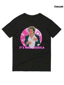 Camiseta unisex de manga corta, camiseta con estampado "Veenajo It'S Me Jessica", mangas cortas, top casual adecuado para cualquier temporada, lavable a máquina, camisetas de hombre, spiderman, , camisetas de mujer, romwe men, boho chic, regalos para maestros, camisetas de mujer, ropa curvy para hombre, y2k. - Negro - Ver 6