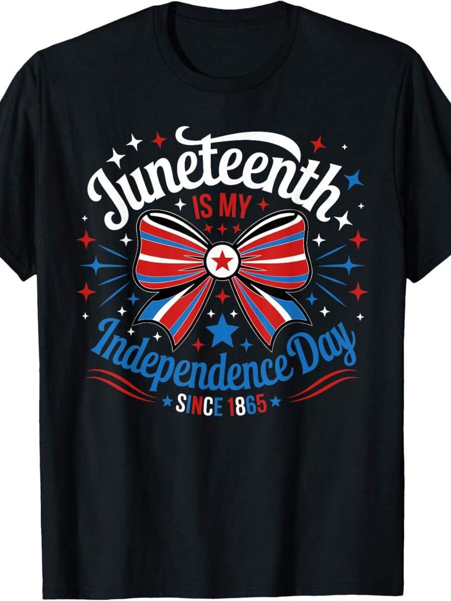 JuneT1EEnth Is My Independence Day Since 1865 Red White Blue TShirt.220g unisex de algodón puro. Peso ideal para todas las estaciones, apto tanto para hombres como para mujeres. Tejido duradero de alta calidad, suave al tacto y de larga duración. Prenda transpirable, ideal para el otoño y las vacaciones. - Negro - Ver 1