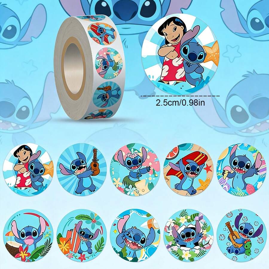 500 miếng/cuộn Hình dán Stitch hoạt hình dễ thương, Băng dính trang trí hoạt hình, Thiết kế chủ đề hoạt hình, Tông màu nhẹ nhàng, Hình dán chống thấm nước, Thích hợp để trang trí DIY trên sổ tay, điện thoại, hành lý, máy tính xách tay, tủ lạnh, xe đạp, quà tặng dễ thương, Tuyệt vời cho đồ thủ công, gói quà, trang trí điện thoại và cốc, chủ đề sinh nhật và các dự án DIY. - Nhiều màu - Xem 1