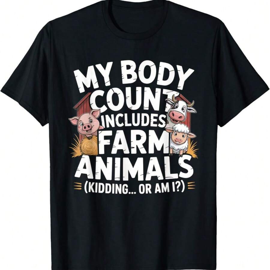 Embarrassing Shirt Farmer Meme Inappropriate Farm Animals T-Shirt - Black - View 1