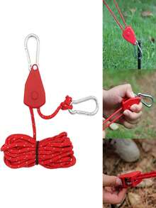 4pcs/Set Outdoor Camping Tent Fixing Tool Kit, Including 1pc Rope, 1pc Pulley Adjuster, 2pcs Hanging Pulley Rope Adjuster, Suitable For Tent Fixing, Drying Clothes, Balcony And More Scenarios, All Season Use - A - View 7