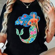 Printed T-Shirt For Men And Women - 黑色 - 查看 1