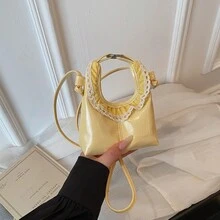Lace Trim Handbag, Pastel Macaron Color Crossbody Bag, Pleated Cute Mini Purse - Multicolor - View 16