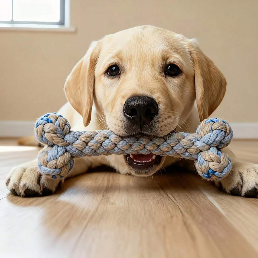 Juguete de cuerda para masticar para perros con forma de hueso, adecuado para mascotas pequeñas y medianas - Multicolor - Ver 1