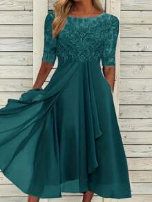 A Robe Fit For An Ethereal Nymph, Chiffon That Flows Like A Breeze, Lace Appliqués With Dreamy Openwork, The Essence Of Light And Romantic Elegance, Perfect For Being The Ideal Muse At Weddings And Celebrations. - 深綠色 - 查看 5