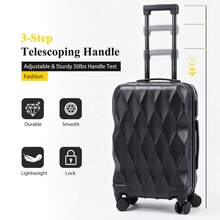 Carry On Luggage And 14" Mini Cosmetic Cases, Hard Shell ABS Suitcase With Double Spinner Wheels, Lightweight Expandable Rolling Suit Case With TSA Lock, 20 Inch Wave Black - Black - View 2