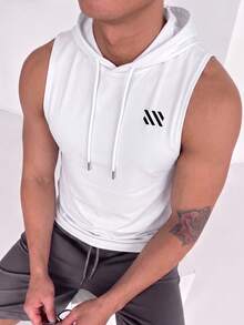 ZYNTH BALENO Men's Casual Printed Hooded Tank Top, Suitable For Fitness, Outdoor Sports And All Seasons Wear - White - View 6