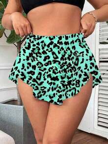Falda de baño de unicolor para mujer de talla grande, adecuada para vacaciones de verano - Verde - Ver 4