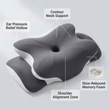 1pc Ergonomic Memory Foam Butterfly Neck Pillow With C-Shape/Dual Height Adjustment, Comes With Transparent Support Cover, Suitable For Side, Back And Stomach Sleeping Positions, Perfect For Light Sleepers And Insomniacs, Travel Pillow, Home Sleep Pillow For Back To School - One Size Fits All - View 12