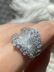 1枚奢华立方氧化锆戒指，女士款，适合婚礼、订婚、周年纪念、情人节礼物 - 3# - 查看 6