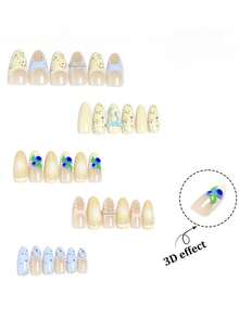 Bộ 30 móng giả trang trí mùa xuân tươi mới, kiểu Pháp, nơ 3D, quả việt quất, chanh, ren Y2K, bộ móng phủ toàn bộ, phù hợp cho phụ nữ/bé gái sử dụng hàng ngày, dự tiệc và làm đẹp, nghệ thuật vẽ móng, lễ hội, mùa tốt nghiệp, kỳ nghỉ, du lịch, lễ tốt nghiệp, Ngày của Mẹ, Ngày Valentine. - Nhiều màu - Xem 4