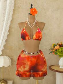 Nuevo Traje de Baño Sexy para Mujer 2026, Bikini de Dos Piezas, Bikini Bohemio, Traje de Baño de Tres Piezas - z26029 Bronce - Ver 7