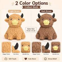 Highland Cow Stress Ball, Highland Cow Squishy, Cute Soft Squeeze Fidget Stress Balls (Brown) - Nâu nhạt - Xem 5