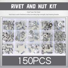 150 Pcs Aluminum Rivet Nuts Assortment Kit - Metric Flat Head Threaded Inserts (M3 M4 M5 M6 M8) SAE Standard - Aluminum - View 6