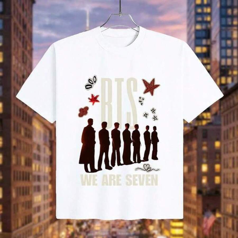 Camiseta de Mujer "We Are Seven", Unisex, Manga Corta, Estilo Urbano, Estampado Gráfico Retro, Camiseta de Moda para Adultos y Adolescentes, Nueva Colección 2026, Camiseta Casual, Regalo Perfecto para Fanáticos del Ejército, Ropa de Hombre, Cosas para Hombre, Ropa de Mujer, Blusas Casuales Bonitas - Blanco - Ver 1