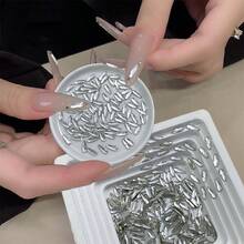 50顆隨機混色孔雀藍平底長水滴形美甲水鑽，閃亮淺湖藍細水滴不規則美甲水鑽，DIY美甲裝飾，美甲水鑽水晶，淺湖藍不規則平底水鑽美甲配件 - 彩色 - 查看 9