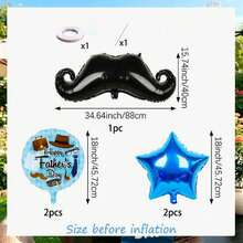 Un juego de 7 globos con temática de bigote para el Día del Padre, ideal para celebraciones del Día del Padre, decoraciones de cenas familiares, decoración de la sala de estar, decoraciones de la mesa del comedor y decoraciones de fiestas sorpresa - Set de globos con forma de barba para el Día del Padre - Ver 3