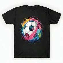 Soccer Ball T-Shirt (3) unisex de la de algodón puro de alta densidad de 220 g. C-AmiS-eta uniS-ex 100 % aL-Godón de - Tejido de alta densidad. Apta para todo tipo de perS-onas, ya sean mujeres o hombres. Tejido duradero de alta C-Alidad apto para todas las estaciones, suave al tacto pero duradero. Tops transpirables. Conjuntos de otoño para mujer. Conjuntos de vaC-Aciones para mujer. Disfraz de Halloween para mujer. - Negro - Ver 1