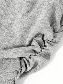 Women's Gray Asymmetric Neck Asymmetric Neck Short Sleeve T-Shirt, Butterfly Portrait Print, Slim Fit, Flattering, Hot Girl Style, Summer Casual - Light Grey - View 2