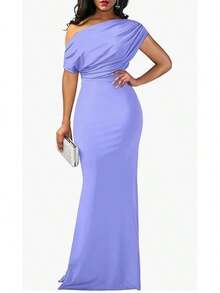 2026 Spring/Summer Women's Elegant Sleeveless Off-Shoulder Tight-Fitting Long Formal Party Dress Dresses For Women Summer Dresses For Women Vacation Outfits Women - 薰衣草紫 - 查看 1