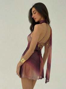 Vestido mini de moda de unicolor sin mangas para mujer - Multicolor 2 - Ver 6
