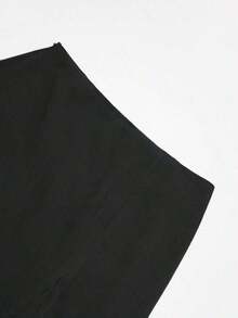 Falda de unicolor elegante, adecuada para negocios, viajes, estilo vintage romántico, casual de calle, citas, cenas, vacaciones y reuniones.Diseño con abertura lateral a la moda y sexy para primavera y verano - Negro - Ver 5