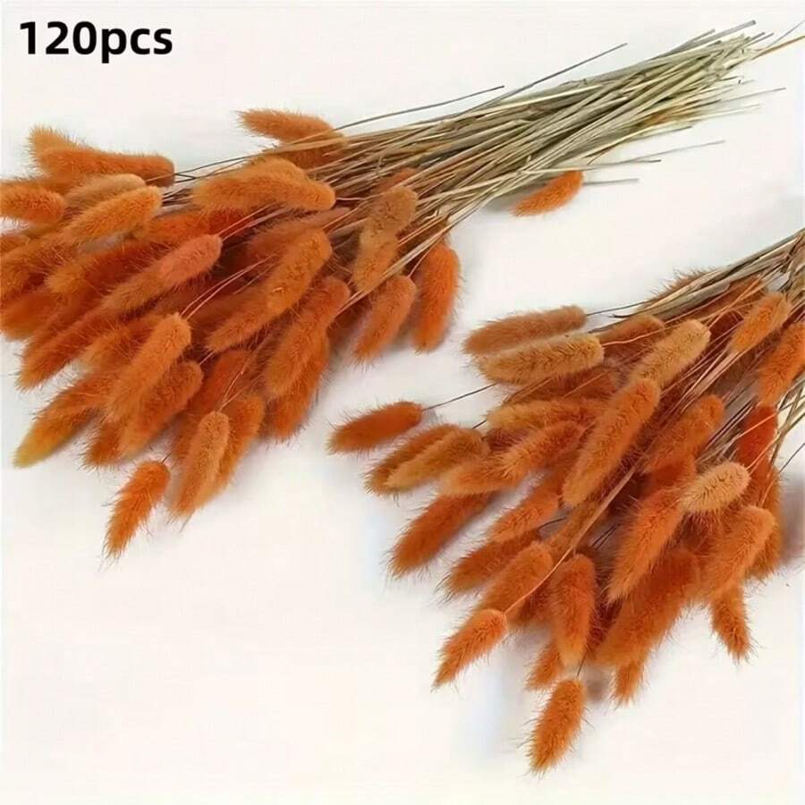55-60根,17英寸红色人造兔尾草,家居装饰人造兔尾草茎,适用于波西米亚风格插花、DIY手工、家居厨房和婚礼装饰、圣诞节、感恩节、花环装饰 - 亮橙色 - 查看 1