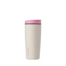 SmoothSip Slider Insulated Stainless Steel Coffee Tumbler, Reusable Iced Coffee Cup, Hot Coffee Travel Mug, , Pink/Tan - 拂曉 - 查看 3