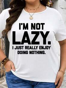 No soy perezosa, simplemente disfruto mucho de no hacer nada. Camiseta gráfica para mujer, estilo casual, de talla, divertida y llamativa, cómoda para el uso diario. una camiseta perfecta para regalar a amigos y familiares en cualquier día festivo u ocasión especial. -Camiseta unisex de algodón, estilo vintage urbano, holgada, de manga corta y cuello redondo. - Blanco - Ver 2