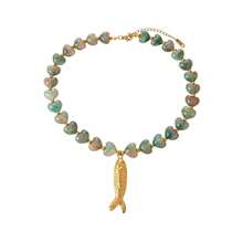 1pc Bohemian, Nautical, Girly Y2K Style Fashion: Elegant, Exquisite, Charming Light Luxury Sweet Stainless Steel Ocean Fish/Flower/Cross Heart Glass Bead Pendant Necklace, Suitable For Women, Sisters, Couples, Prom Or Graduation Gifts; Perfect For Valentine's Day, Daily Dates, Banquets, Parties, Holidays, Summer, Beach, Gifting, Vacation Wear Colorful Jewelry (Bead Color Random) - Multicolor - View 10