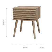 TOPLIVING Buró para Recámara o Mesa Auxiliar para Sala con Cajón Espacioso con Detalles de Varillas, Mesa de Noche Moderna con Patas de Madera Color Café - como en la imagen - Ver 3