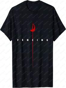Camisetas con temática de esgrima, camisetas estampadas, ropa de mujer, camisas informales divertidas, camisas de manga corta, ropa urbana. - Negro - Ver 1
