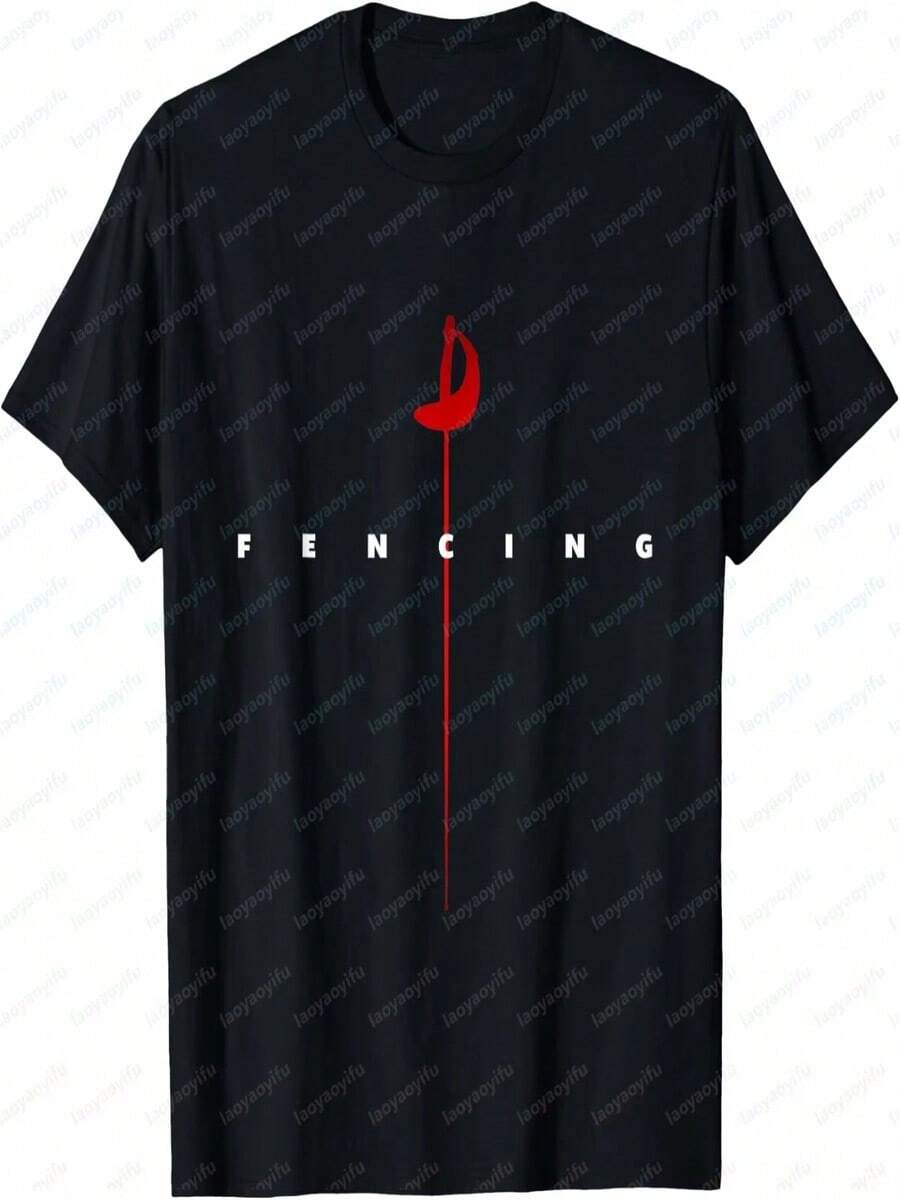 Camisetas con temática de esgrima, camisetas estampadas, ropa de mujer, camisas informales divertidas, camisas de manga corta, ropa urbana. - Negro - Ver 1