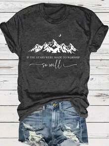 Popular Choice: Plus Size Women's Casual Crew Neck Sweater With A Mountain Moon Design, The Perfect Everyday Wear. If Stars Exist Only To Be Admired, Then So Do I. Soft And Comfortable, Made Of Pure Cotton - 白色的 - 查看 5