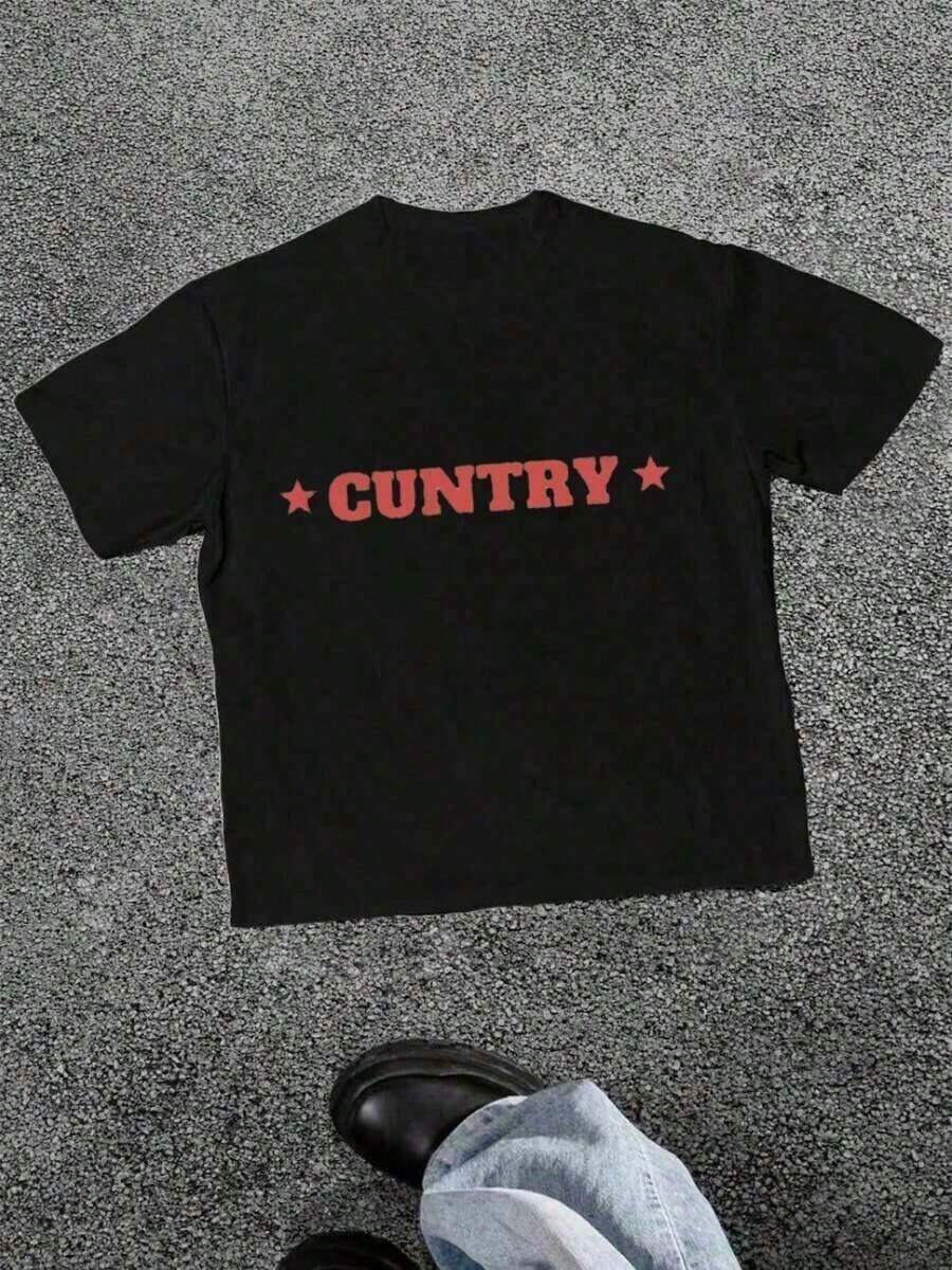 Camisetas Casuales Unisex Bonitas de Primera Calidad, Estilo Adorable con Calidad Superior y Gran Textura. Camiseta Casual de Manga Corta de Algodón Suave de 220 g/m² con Estampado de Letras. Camisetas Casuales de Manga Corta para Hombres y Mujeres. - Negro - Ver 1