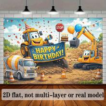 2D Flat Birthday Party Banner Background, Construction Vehicle Theme, Featuring Cartoon Bulldozer, Excavator, Cement Mixer Elements, Paired With Birthday Cake, Colorful Triangular Flags, Balloons, Traffic Cone Elements,Ideal For Graduation Season, Wedding Ceremony Decor, Birthday Party Supplies, Gender Reveal Events, Family Gatherings, Holiday Celebrations, Valentine's Day, St. Patrick's Day, Memorial Day, Independence Day, Labor Day, Fall Harvest Festivals, Christmas Celebrations, Home Decor, Room Decor, Photography Studio Backdrops, Party Banner Displays And Special Event Decorations - Nhiều màu - Xem 4