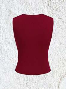 Top de tirantes azul casual con fruncido lateral para el verano - Burdeos - Ver 2