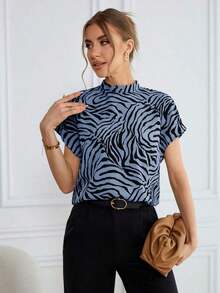 Camisa de mujer con estampado de leopardo, de verano, de manga ancha, para uso diario - Multicolor - Ver 3