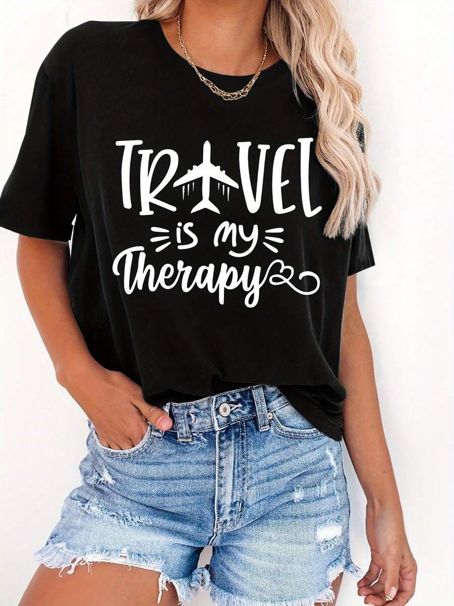 Camiseta de mujer para primavera y verano - Negro - Ver 1