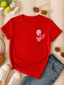Playera 100% algodón con diseño de globos en forma de corazón - [Blanco] - Ver 4