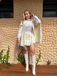 Luxury Premium Knit Set: Cape, Blazer, And Skirt - 白色 - 查看 2