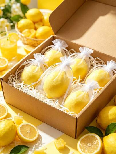 5 Bộ Túi Quà Tặng Hình Chanh Nhân Tạo và Vải Tulle Kiểu Hawaii, Thích Hợp Cho Quà Cưới Mùa Hè, Túi Hình Chanh Nhân Tạo + Vải Tulle, Bộ Quà Tặng Cưới Hương Chanh Mùa Hè Kiểu Hawaii
