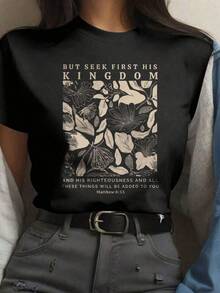 1 pieza de Camisetas para mujer,Camisetas Para Hombre,cuello redondo,estilo urbano,para jóvenes,moda streetwear,uso informal - Negro - Ver 1