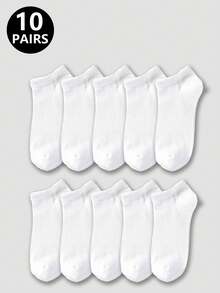 1/5/10/20 Pairs Unisex Casual Soft Comfortable Short Socks, Minimalist Versatile Design - Multicolor - View 9